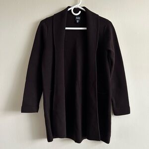 Eileen Fisher 100% Wool Open Front Cardigan Brown Size Small